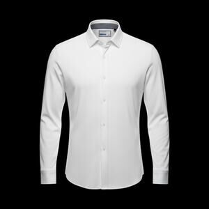 TWILLORY ATHLEISURE Mens Large White Performance Long Sleeve Button Down Shirt